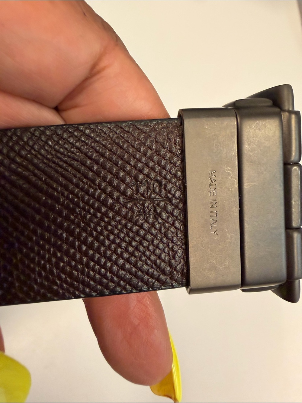 Men's Black  Leather Dress Belt with Gunmetal Buckle Prada size 34
